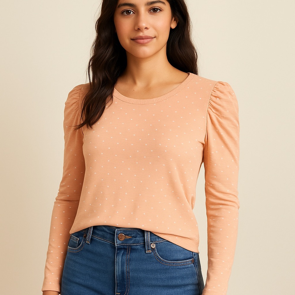 Pink Polka Dot Long Sleeve Top
